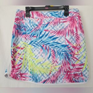 ZELOS Vibrant Leaf Print Mini Skirt Size Small Womens Tropical Active Colorful
